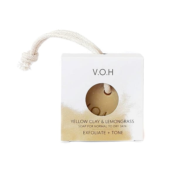 voh yellow clay & lemongrass soap on a rope 90g